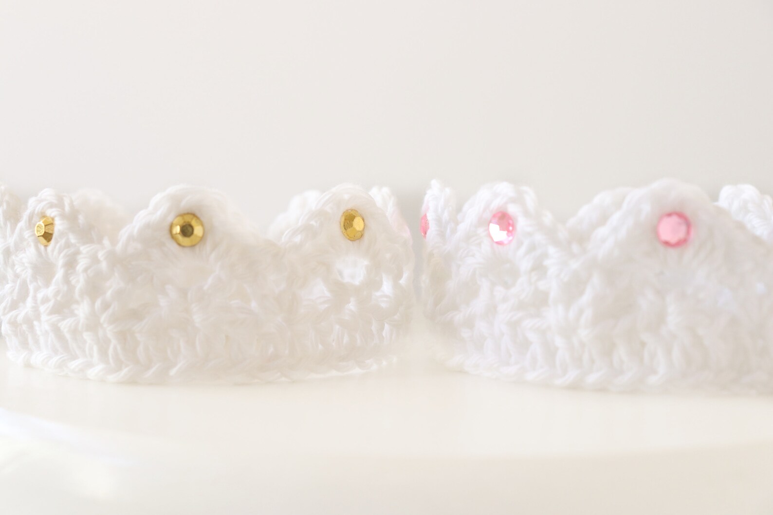 White Crochet Baby Crown, Baby Princess Crown, Baby Photo Prop,