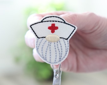 Nurse Gnome-Interchangeable Badge Reel and Decoration-Retractable Badge Reel-ID Holders For Medical Field And Office Workers-Retro Nurse