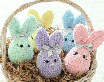 Crochet Bunny Plushie, Bunny Shaped Easter Egg Toy, Easter Decor, Mini Stuffed Bunnies In Assorted Colors, Easter Basket Filler For Kids