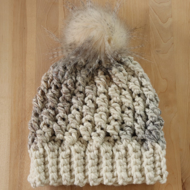 Cream Winter Hat With Large Pom Crochet Beanie With Pom Pom Etsy