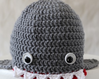 Shark Hat, Halloween Hats For Babies, Shark Week, Shark Lovers Gift, Shark Party Hat, Shark Beanie, Gray Shark Beanie, Shark Birthday Party