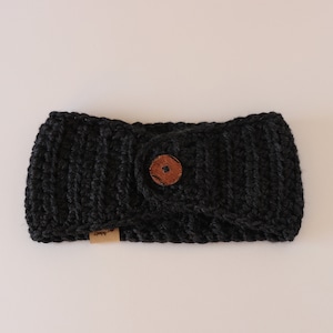 Crochet Ear Warmer, Wide Winter Headband, Chunky Headband with button closure, Extra Large Women&#39;s Ear Warmer