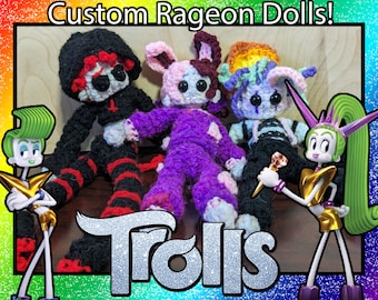 Trolls Rageon Custom Crochet Doll! - Mount Rageon , Mount Rageous , Velvet and Veneer , Dreamworks Trolls , Crochet , Custom , Doll
