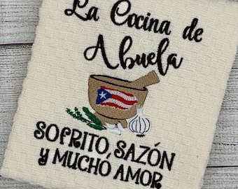 Puerto Rican Kitchen Towel Decor | La Cocina de Abuela | Abuela Gift