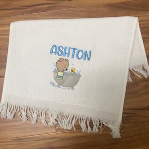 Embroidered Personalized Kids Hand Bath Towel Kids Custom Embroidery Towel Gift for Kids image 1