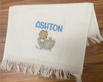 Embroidered Personalized Kids Hand Bath Towel - Kids Custom Embroidery Towel - Gift for Kids