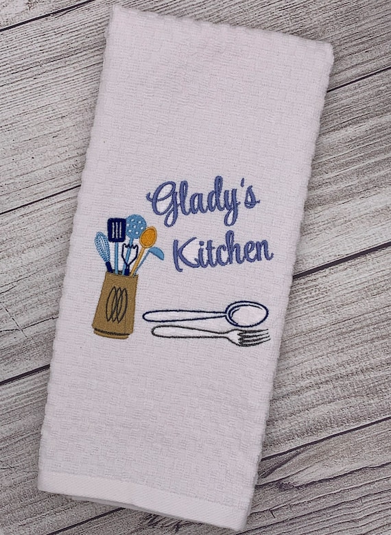Personalized Embroidered Kitchen Towel \ Personalized - Custom Mother's Day  Gift