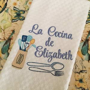 Personalized Embroidery Kitchen Towel - La Cocina de ......(Name | Nombre)\ Personalized - Custom Mother's Day Gift