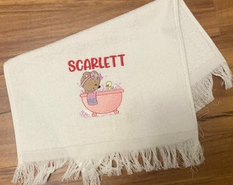 Embroidered Personalized Kids Hand Bath Towel - Kids Custom Embroidery Towel - Gift for Kids