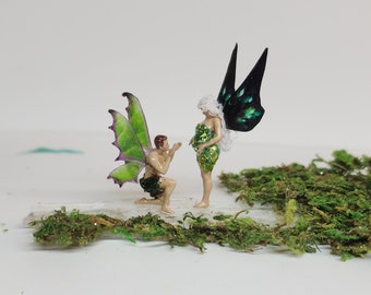 Pregnant fairy. Garden miniatures. Mother and father to be fairy. Fairy couples. Terrarium minatures. Minature fairies