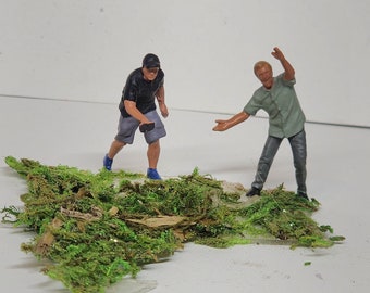 Male  Miniatures. Diorama figurines. light skin model. 1 64 scale male figurines.  Man with cell phone . Happy man dancing .