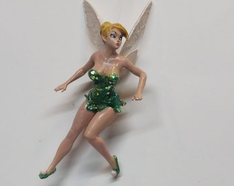 Tinker bell ornament. Tinker bell fairy figurine. Tink. Fairy garden Tinker Bell.  Flying tinker bell . Green dress tinker bell