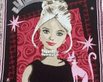 VINTAGE BARBIE IN the City Tapestry Throw Blanket Pink Northwest Company  £37.92 - PicClick UK