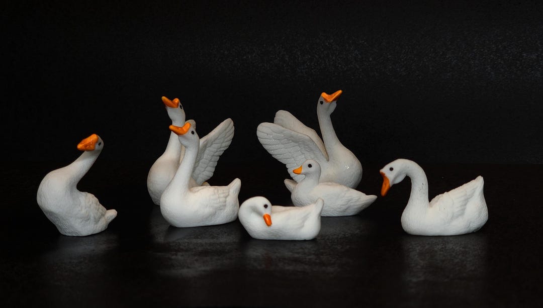 Lot Figurines Ferme Vintage – Canards, Oies, Mare (CBG, Britains, Quiralu) – Bon état