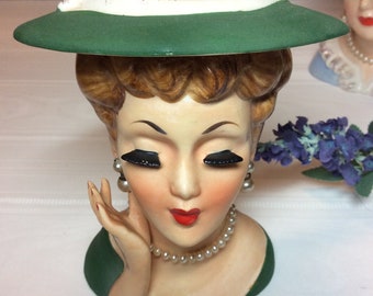 Head Vase With Hat Etsy