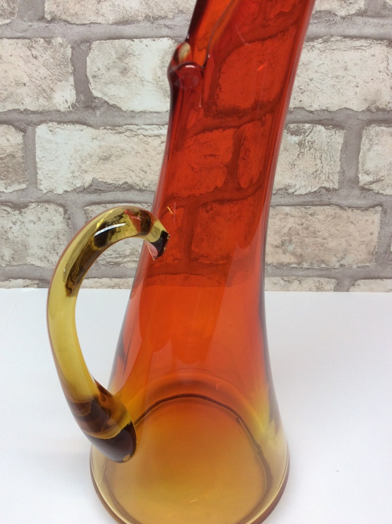 Kanawha Glass Amberina Swung Glass Pitcher / Vase Mid Century Etsy India