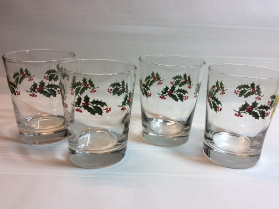 4 Vintage Arby/'s Libbey Glasses Water Wine Green Christmas Easter 1980/'s