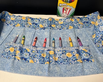 Crayon Apron, Toddler / Girls Birthday Gift, Craft Apron, Stocking Stuffer, Birthday Favors! Holds 24 Regular Crayons!