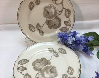 Platos de pan de porcelana Castleton vintage (juego de 3): Borde perlado dorado Gloria