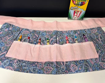 Crayon Apron, Toddler / Girls Birthday Gift, Craft Apron, Stocking Stuffer, Birthday Favors! Holds 24 Regular Crayons!