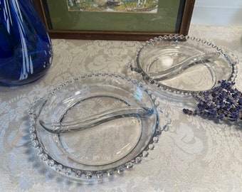Imperial Glass CANDLEWICK Round Divided Serving Dish/ Candy/ Relish Dish! Set of 2
