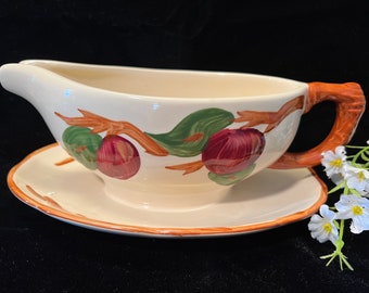 Franciscan Dinnerware APPLE Pattern Gravy Boat /attached Underplate!