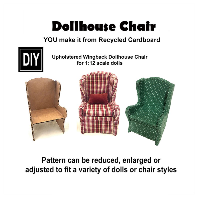 Dollhouse Chair Cardboard DIY PDF Pattern by Gwynne Ross image 1