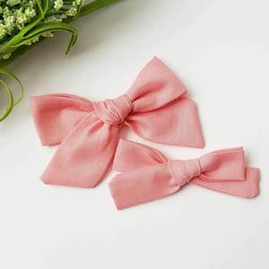 Salmon / Light Coral Hand Tied School Girl Style Hair Bow on - Etsy