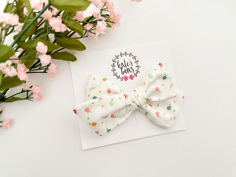 Mini Floral Print Hair Bow image 1