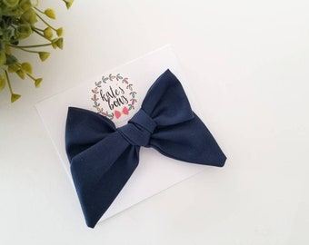 Navy Blue Millie style Hairbow | Navy Hair Bows | Tied Bow | Navy Blue Bow | Hair Clip | Nylon Headband | Baby Headband Bow | Kate’s Bows