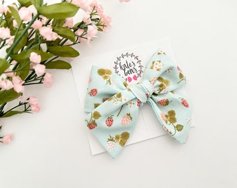 Light Blue Strawberry Hair Bow