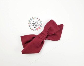 Cranberry / Dark Red handtied hairbow, deep red, bow, nylon headband, hair clip, fall bows, Kate's Bows, Fall Collection