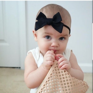 Black Millie Style Hairbow, Solid Black Bow, Black Cotton Bow, Tied Bow, Hair Bows, Bows, Black Hairbow, Kates Bows image 2