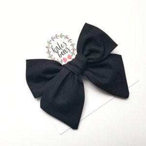 Black Millie Style Hairbow, Solid Black Bow, Black Cotton Bow, Tied Bow, Hair Bows, Bows, Black Hairbow, Kates Bows image 1