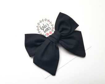 Black Millie Style Hairbow, Solid Black Bow, Black Cotton Bow, Tied Bow, Hair Bows, Bows, Black Hairbow, Kates Bows