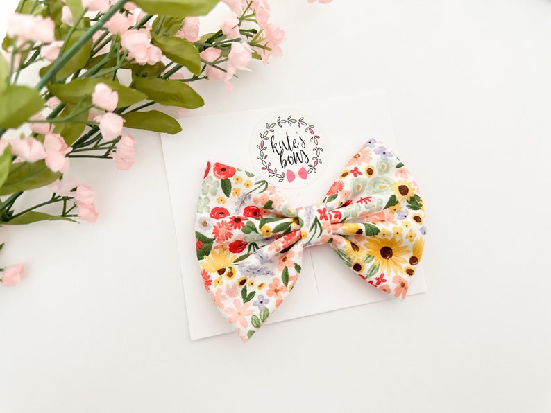 Bright Floral Classic Pinch Hairbow image 1