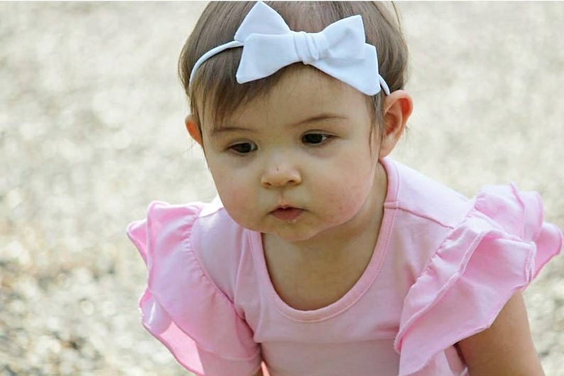 Pink /& Brown Floral Handtied School Girl Style Hairbow Baby and Toddler Bows Baby Headband Bow Choose Alligator Clip or Nylon Headband