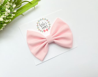 Light Baby Pink Fabric Hairbow choose alligator clip, elastic or nylon headband. Kate's Bows