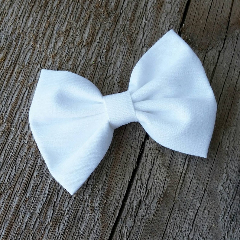 White Hair Bow Classic White Fabric Bow Baby Headband Etsy