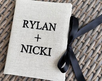 Álbum de fotos de boda personalizado, álbum de fotos de compromiso, álbum de fotos de lino con monograma de 4x6, regalo de compromiso, álbum de fotos de boda personalizado de 5x7