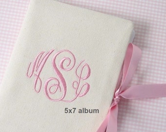 Personalized Photo Album 5x7, Monogram Brag Book, Custom Baby Photo Album, Ivory Cotton Photo Album, Custom Wedding Album, 5x7 Photo Album