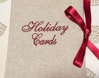 Álbum de tarjetas navideñas de 5x7, álbum de fotos de Papá Noel, álbum navideño de lino de 5x7, álbum de tarjetas navideñas