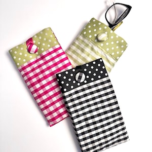 SALE! - Silk Eyeglass Case, Soft Eyeglass Case, Reading Eyeglasses Case, Gingham Eyeglass Case, Mothers Day Gift, Sunglasses Case