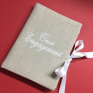 Engagement Photo Album, Personalized Wedding Album, Monogram Linen Photo Album 4x6, Engagement Gift, Custom Wedding Photo Album 5X7