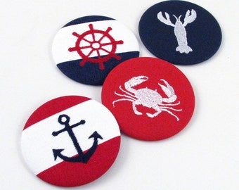 Purse Mirror - Pocket Mirror Nautical - Embroidered Purse Mirror Lobster Crab Shipswheel - Nantucket Gift - Teacher Gift -Stocking Stuffer