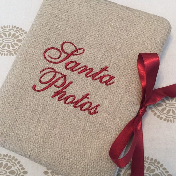 Santa Photo Album 5x7, Rustic Photo Album, 5x7 Christmas Photo Album, Santa Pictures Photo Album 4x6, Linen Photo Album 5x7, Christmas Album