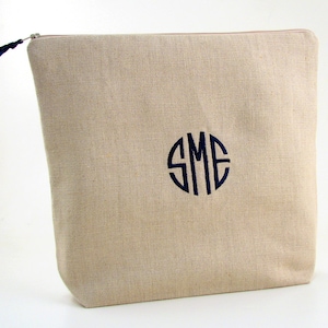 Monogrammed Lingerie Bag Linen Travel Bag, Personalized Linen Toiletry Bag, Underwear Bag, Large Makeup Bag Gift for Her, Bridesmaid Bag