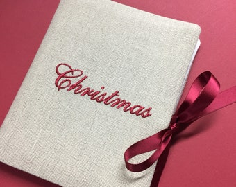 Álbum de fotos navideño de 5x7, Álbum de fotos navideño de 5x7, Álbum de fotos de Papá Noel, Álbum navideño de lino personalizado de 5x7