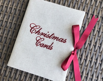 Álbum de tarjetas navideñas, álbum de fotos para Navidad, álbum de fotos de Papá Noel, álbum de lino personalizado de 5x7
