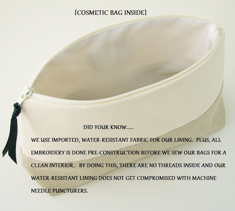 Personalized Cosmetic Bag Monogram Makeup Bag Small Linen Makeup Bag Bridesmaid Cosmetic Bag Initial Makeup Bag Travel Gift for Her image 8